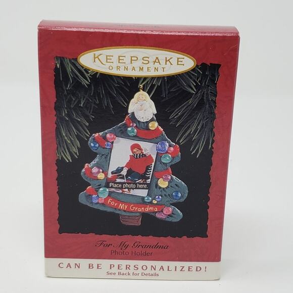 1994 Hallmark For My Grandma Photo Holder Handcrafted Keepsake Holiday Ornament - Picture 1 of 5